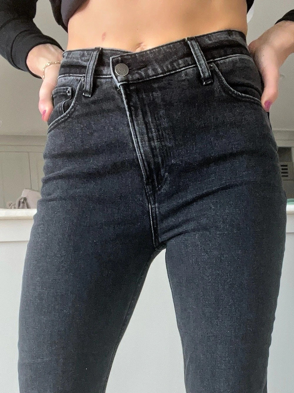 Abercrombie & Fitch The 90s Slim Straight Ultra High Rise Black Waist 25